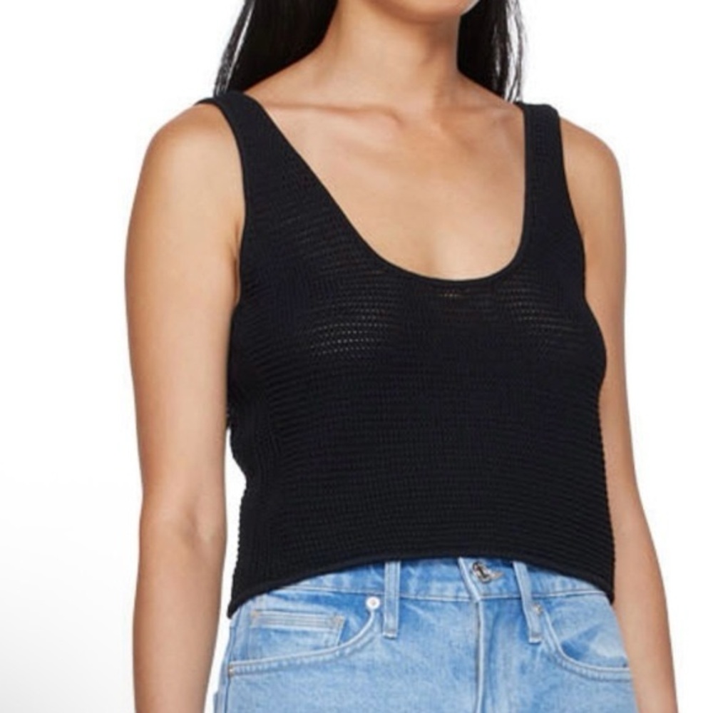 Frame Black Viscose Tank Top Black Knit size M